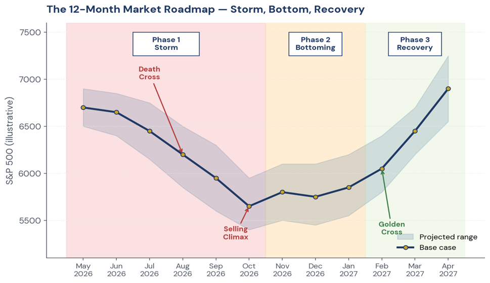 Figure 4. Twelve-month roadmap — Storm, Bottoming, Recovery.